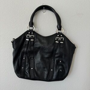 Black leather Michael Kors purse with silver hardware